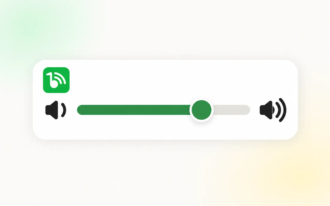 Illustration of a single volume slider with the Sound Booster Max icon