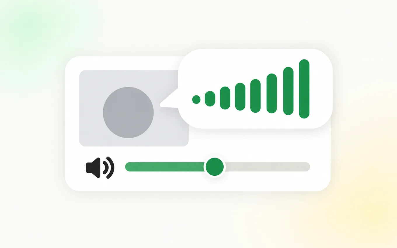 Illustration of a speaker on a video call with a growing speech waveform